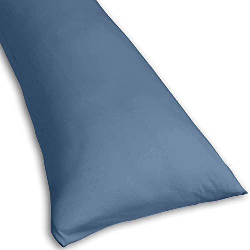 Traumreiter Kissenbezug 140x50 cm für Visco-Dream XL Gel Seitenschläferkissen Bezug 140 x 50 cm mit Reißverschluss elastisch durch 3% Elasthan 97% Baumwolle (taubenblau)