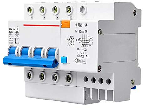 LINFFSTR Disjoncteur actuel 10A-63A 4P Disjoncteur de défaut d'arc Petit interrupteur de fuite domestique Commutateur d'air multifonctionnel 400V Disjoncteur de fuite triphasé ( Rated Current : 10A )