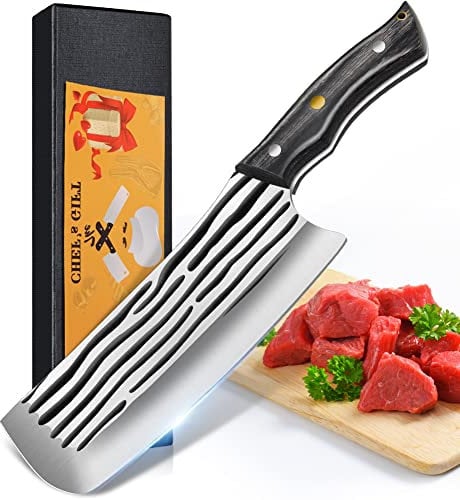 Home Safety Hackmesser Scharfes Küchenmesser Kochmesser profi Messer Handgeschmiedetes Metzgermesser Fleischerbeil für Fleisch Gemüse Fleischermesser Outdoor mit Ergonomischem Schwarz Holzgriff