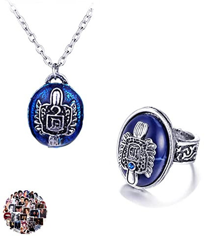 YouU 22 Stk Die Vampirtagebücher Schmuck-Aufkleber-Set Daywalking Katherine Halskette Damon's Ringe Retro Gothic Punk Style Halskette