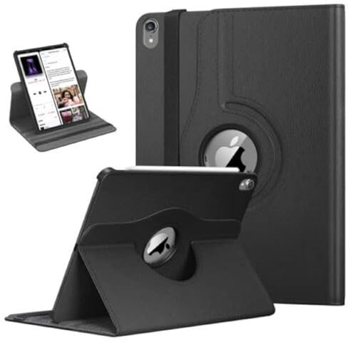 Funda de piel sintética con soporte giratorio para iPad 9.7 pulgadas 5ª/6ª generación 2017/18 y para iPad Air 1ª generación y iPad Air 2 2013/14 (negro)