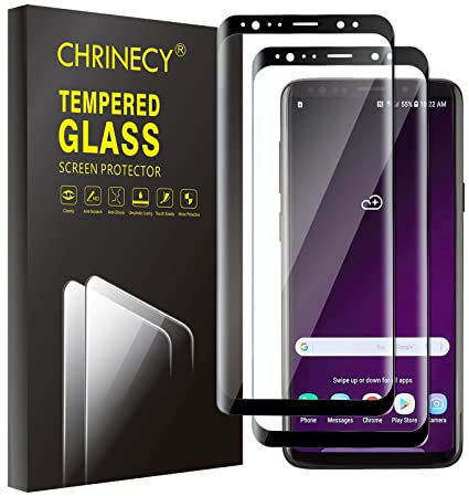 CHRINECY [2 Stück] Schutzfolie Kompatibel mit Galaxy S9, 3D Gebogene Vollabdeckung Schutz Displayschutzfolie, 9H Härte, Anti-Kratz, HD-Klar, Blasenfrei, Ultrabeständig, für Galaxy S9