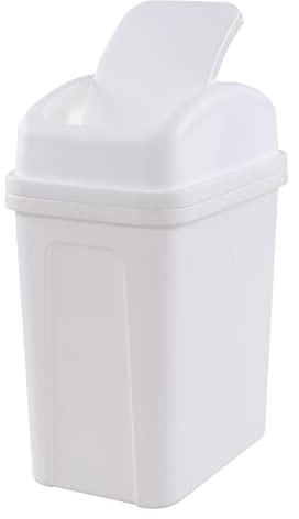 Callyne 1 poubelle en plastique avec couvercle basculant, petite poubelle, blanche