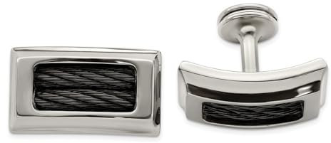 Edward Mirell Manschettenknöpfe Titan und Schwarz 24 mm, Metall