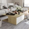 FIRBNUS 80x80x31 cm Sofa Tisch mit Staufächer und Schubladen Couchtisch Tisch Wohnzimmer Stilvollen Design Wohnzimmertisch Kleiner Coffee Table Robust Weiß Braun Holzwerkstoff