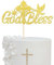 Xsstarmi Tortenaufsatz mit Aufschrift God Bless, glitzerndes Tauben-Kreuz, Taufe, Erstkommunion, Tortenaufsätze für Taufe, religiöser Gott segne dieses Kind, Babyparty, Kindergeburtstag, Party,