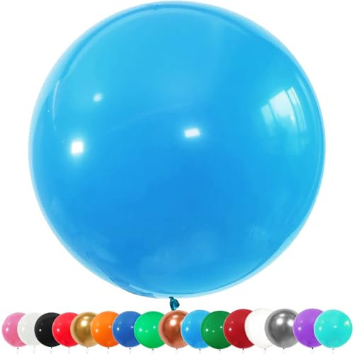6 Stück Luftballons Gross, 36 Zoll Ballons Groß, Hellblau Latexballon, Luftballons XXL Groß, Grosse Luftballons XXL, Latex Riesige Ballon, für Hochzeit Babyparty Geburtstag Party Deko(91 cm)
