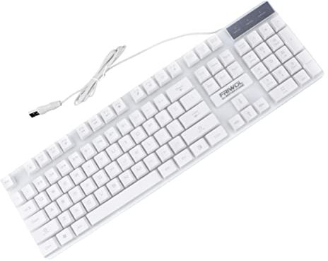 Lurrose Waterproof Gaming Keyboard USB Wired Keyboard Illuminate Function Office Keyboard for Laptop