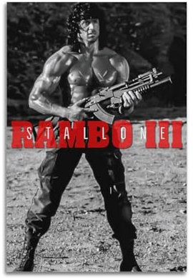 DATOZA Sylvester Stallone Rambo 3 Poster Dekorative Malerei Leinwand Wandkunst Wohnzimmer Poster Schlafzimmer Malerei,Wandkunst Bilddruck Moderne Familienzimmer Dekor 12x18inch(30x45cm)