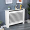 AL AJAL Radiator Cover Modern MDF Wood White Horizontal Slat Living Room Bedroom Hallway Cabinet (MEDIUM)