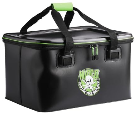 Madcat Tackle Trainer, wasserdichte Angeltasche, Eva-Material 1,5 mm, Schwarz-Grün, Eva-Tasche, Bootstasche, Transporttasche, Tasche (XL)