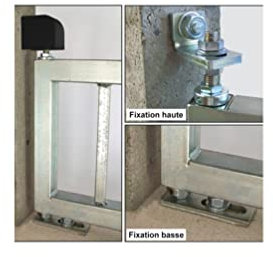 Pivot de portail acier seuil à cheviller - Fixation basse 1 trou - Carré 30x30 mm - Kit haut et bas