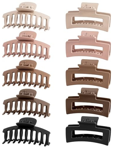Lolalet 10 Stück Große Haarklammer, 8cm Haarspangen für dickes Haar Rutschfestes Haar Jaw Clips Haarstyling-Zubehör für Frauen Mädchen -Muster E