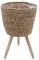 Spetebo Blumenständer aus Stroh innen mit Folie - 35 x 23 cm - Rattan Pflanzenständer mit 3 Holz Beinen - Deko Blumentopf Pflanztopf Korb Topf mit Füßen für Zimmerpflanzen
