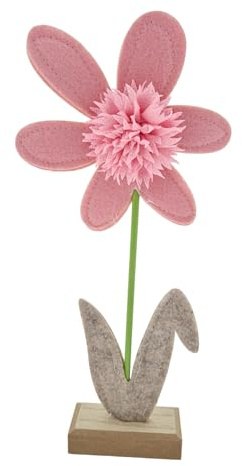 WB wohn trends Filz-Blume auf Holz-Fuß, rosa klein 21,5x9,5x4cm, Ostern Frühling Sommer, Auswahl von Farbe und Größe möglich