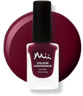 Mii Colour Confidence Quick Dry Nail Polish | Long Lasting & Fast Drying | Nail Strengthening With Nourishing Formula | 14ml Nail Paint | Full of Drama, Burgundy Red