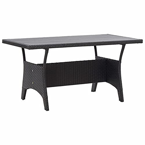 Homgoday Gartentisch Schwarz 120x70x66 cm Poly Rattan Balkontisch Garten Esstisch Terrassentisch Gartenmöbel Tisch für Garten Balkon Terrasse