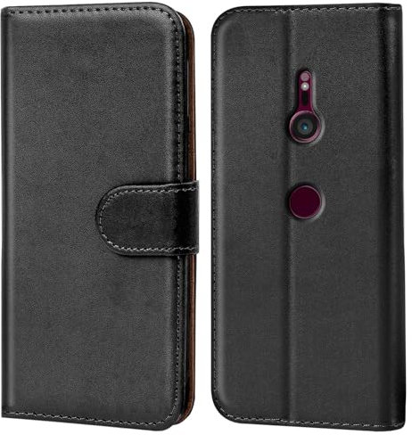 CoolGadget für Sony Xperia XZ3 Wallet Case, Brieftaschen Hülle aus Kunstleder mit Kartenfach, kompatibel mit Sony Xperia XZ3 (6 Zoll), Schwarz
