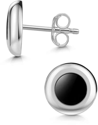 MATERIA by Matthias Wagner Onyx Ohrstecker schwarz - 925 Silber Ohrringe rund für Damen Herren rhodiniert SO-422