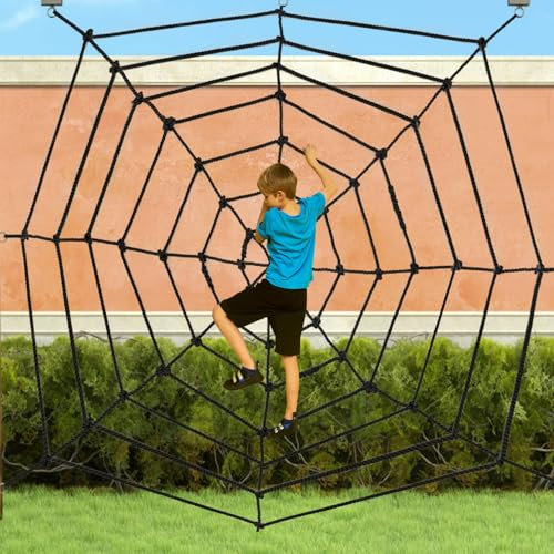 Tongmo Kletternetz, 2,3 x 2,4 m, Spinnenkletternetz für Kinder, für Spielplatz, Baumhaus, Hinterhof, Dekoration, drinnen und draußen