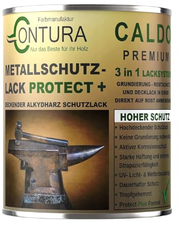 Contura 3in1 Rostschutzfarbe Metallschutzlack Glänzend RAL Metall Lack Farbe Grundierung (Farblos, 1 Liter)