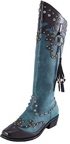 Generico Calze per Stivali Gomma Stivali da A Coscia Stivali Rotondi in Pelle Calda Scarpe da Donna Mantieni la Punta Stivali con Cerniera Vintage Stivali da Stivali Imbottiti Casa Stivali (Blue, 39)