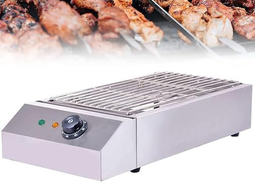HSRG Plancha Eléctrica De Mesa, Parrilla De Cocina Interior Comercial con Bandeja De Goteo Llena De Agua Y Control De Temperatura, Parrilla De Barbacoa Portátil Sin Humo, Calentamiento Rápido