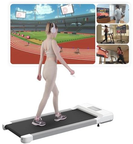 Lacuffy Raceable Walking Pad geeignet für High-Tech Wearable Devices, Max 136/159kg APP-Steuerung unter dem Schreibtisch Laufband mit AI-Training und Multi-Runner-Rennen