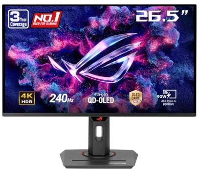 ASUS ROG Strix 27” 4K QD-OLED Gaming Monitor (XG27UCDMG) - 240Hz, 0.03ms, Anti-Flicker 2.0, Custom Heatsink, Care Pro, Neo Proximity Sensor, 99% DCI-P3, True 10-bit Color, 3 yr Warranty