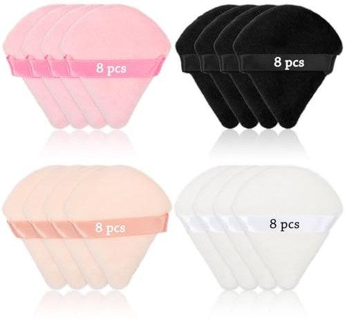 Make Up Schwamm Set, 32pcs Powder Puff Dreieck Keilform, Wiederverwendbar Weich Puderquaste für Lose Puder und Flüssige Kosmetik, Schminkschwamm Puder Puff(mehrfarbig)