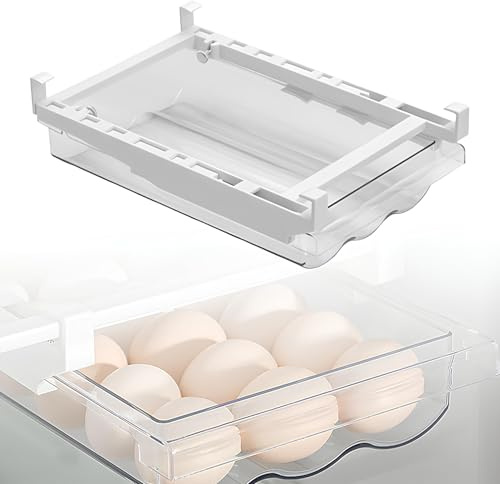 Portauova Frigorifero, Cassetto Estraibile Per Frigorifero, Contenitori Per Uova a Cassetto, Porta Uova Da Frigo Salvaspazio, Portauova Per Frigorifero Cassetti Porta Uova Fino a 21 Uova