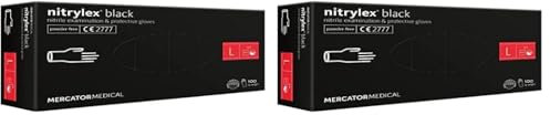 MERCATOR MEDICAL Nitrylex Mercator, Black Nitrile Gloves - Small (Confezione da 2)
