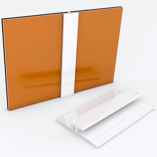 Kerabad Aluminium Profilsystem für 3mm Platten, Aluprofil für Duschrückwand Küchenrückwand, Verbindungsprofil weiss - 1m lang