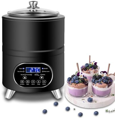 hzexun Yaourtière 8L, 6 Programmes Automatiques,Thermostat Réglable et Minuterie,Cuve en Acier Inoxydable pour Yaourts Bio et Vins de Fruits Maison