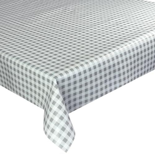 Wachstücher Tischdecke Wachstuch Gartentischdecke wasserdichte Abwaschbar Grau Kariert C-16-6 50x140 cm