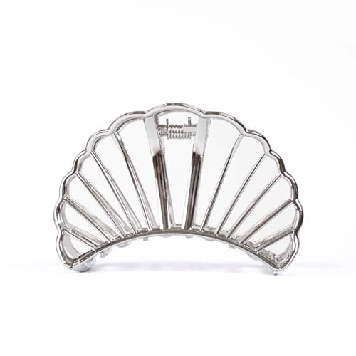 MinoCino Haarklammer, Große Silberne Haarspange mit hohler Muschel für Frauen und Mädchen, Metall Haarklammern für dickes Haar, rutschfeste, stilvolle Haar-Accessoires für den täglichen Gebrauch