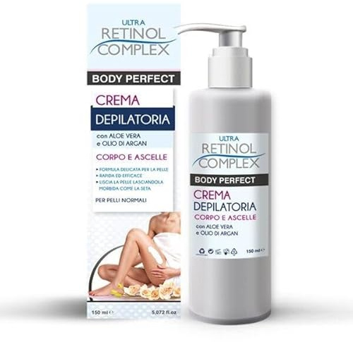 Retinol Complex Enthaarungscreme für Körper und Achseln mit Aloe Vera und Arganöl, 150 ml