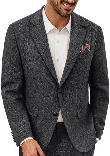 PJ PAUL JONES Men's Blazers Wool Blend Suit Jacket Vintage Tweed Blazer
