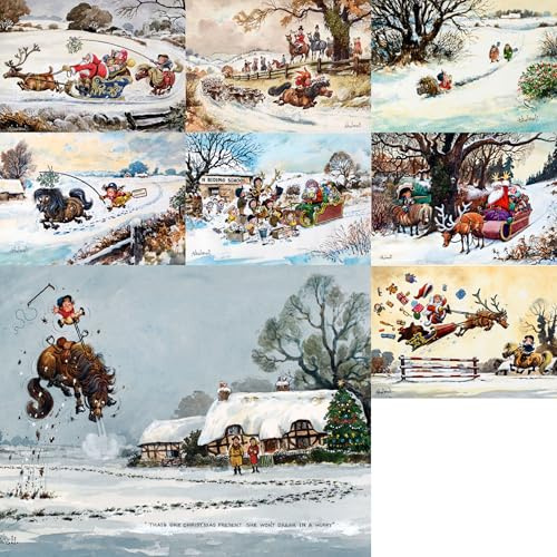 2025 Thelwell Pferd und Pony Weihnachtskarten-Set - Set mit 8 klassischen humorvollen Karten mit Umschlägen
