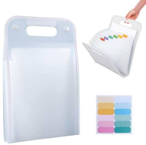 Fächermappe mit 13 Fächer, Dokumentenmappe A4 mit Index-Tabs, Zeugnismappe Dokumententasche Ordnungsmappe Mappe Organizer für Büro Hause Schule Dokumente Schulsachen (Weiß)