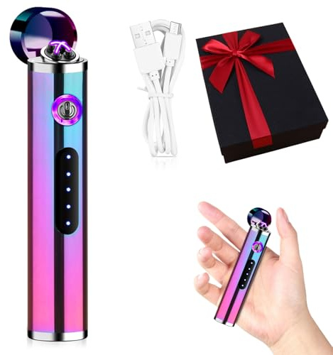 Umllpet Mini Feuerzeug Elektronische, Geschenk für Männer Weihnachten, Elektronisch Feuerzeug Stabfeuerzeug, USB Aufladbares Plasmafeuerzeug Tragbare Lichtbogen Winddichtefeuerzeug (Bunt-1 Stück)