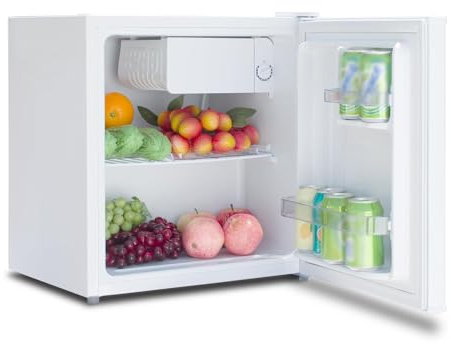 Techomey Mini Frigo, Petit Frigo de Chambre, 48L, Mini Réfrigérateur 0-10℃, Silencieux, Porte Réversible, pour Maison Appartement Bureau, Blanc