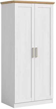 xonox.home – Kleiderschrank Florenz 84x185x54 cm in Sibiu Lärche Nachbildung – 2-türiger Schlafzimmerschrank mit Kleiderstange und 3 Einlegeböden für viel Stauraum