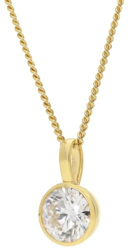 GLIZZ Anhänger Gold 333 Lab Grown Diamant 1,0 ct + vergoldete Kette GL1460 | zeitloser Halsschmuck für Frauen, diamantierte Flachpanzerkette