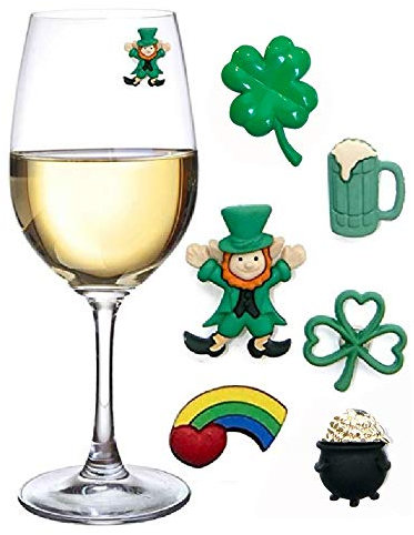 St Patricks Day Magnetic Drink Markers and Wine Charms for Stemless Glasses Beer Mugs or Cocktails Fun Decorations for a Party or Irish Gift Set of 6