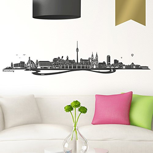WANDKINGS Wandtattoo Skyline Nürnberg 130 x 30 cm Gold - erhältlich in 33 Farben