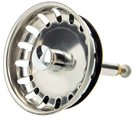 tecuro Siebkorb für Spülenabläufe, Edelstahl Ø 54 mm, Verstellbare Führungsstange, Seilzug-Drehbetätigung