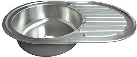 WARENPLUS* 1 fregadero empotrable de acero inoxidable 304, grande, redondo con superficie de apoyo de 76,5 x 50 cm, fregadero