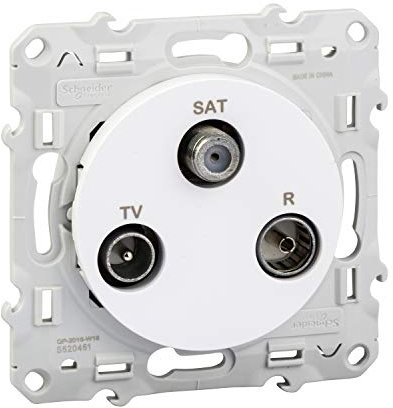 Schneider Electric S520461 - Toma ODACE TV/SAT/FM, color blanco