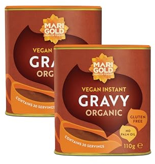 Marigold Vegan Instant Gravy Organic 110g (Pack of 2) – Gluten-Free, Palm Oil-Free – Natural Ingredients, Perfect for Nut Roasts, Veggie Bakes & Meat Dishes